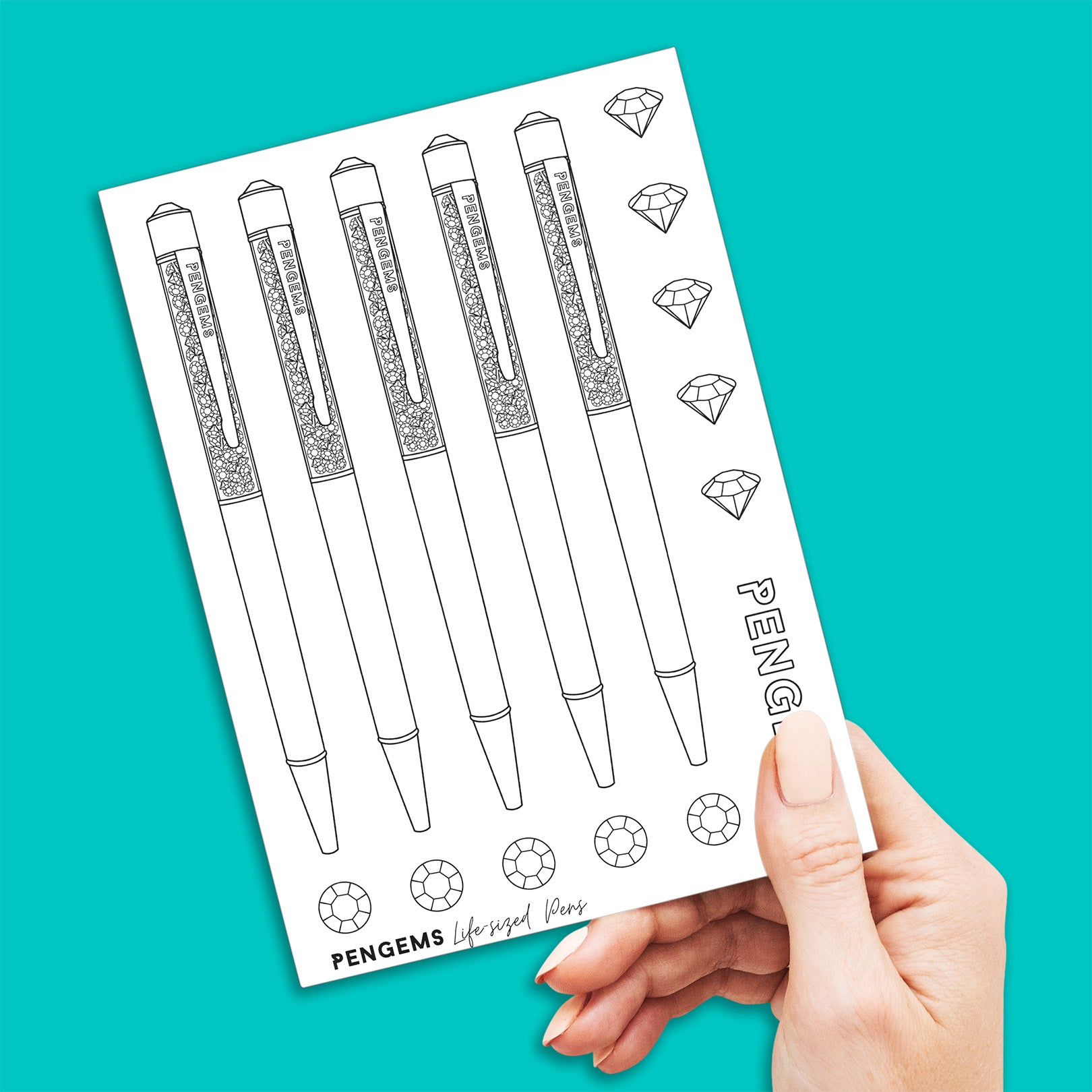 PENGEMS Life-Sized Pens Sticker Sheet Matte Vinyl