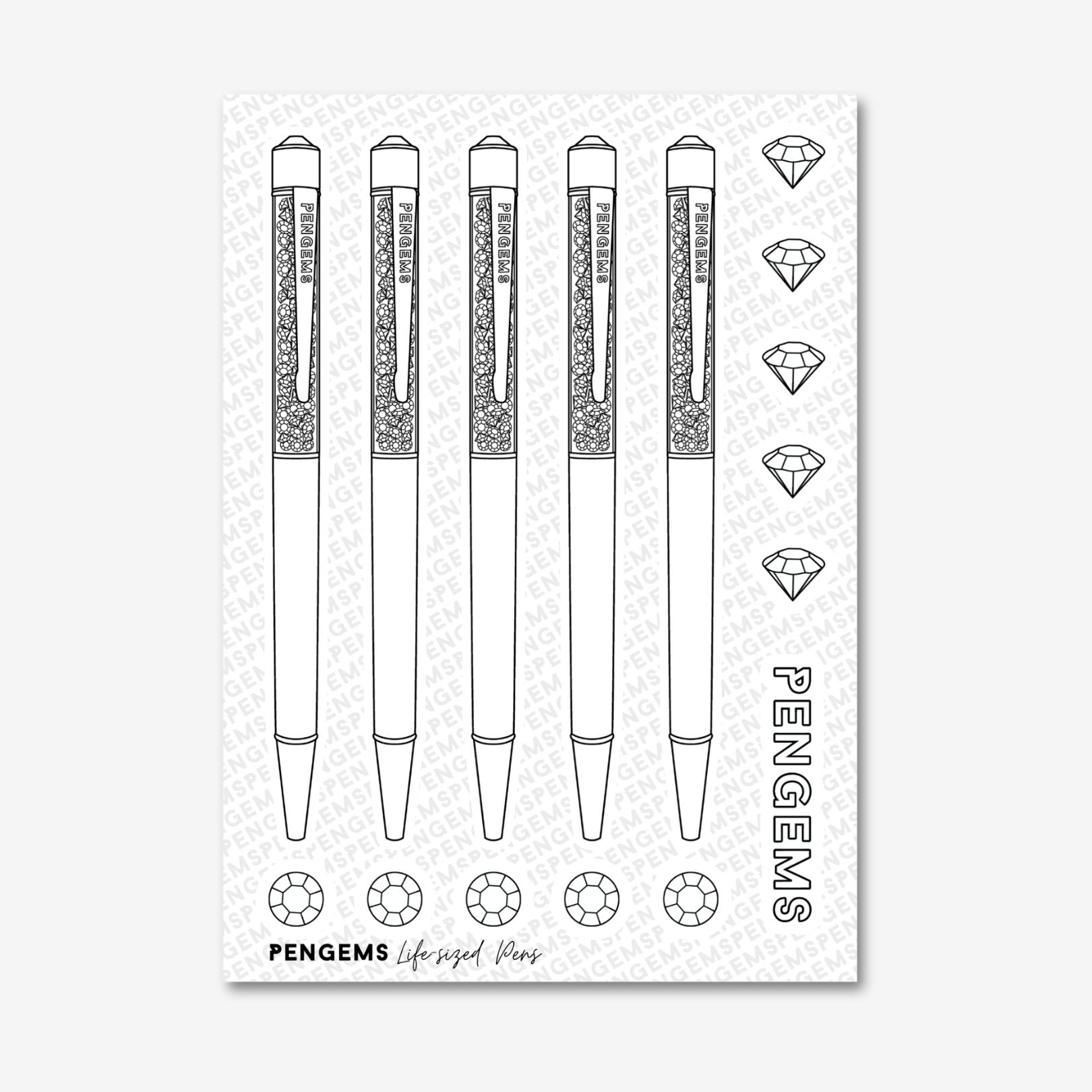 PENGEMS Life-Sized Pens Sticker Sheet Matte Vinyl